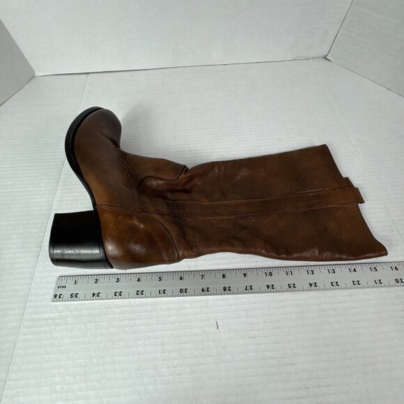 Made in Italy Women's 37 US7.5 Pullon Tall Riding Boot Burnished Distressed Leat - Picture 4 of 16